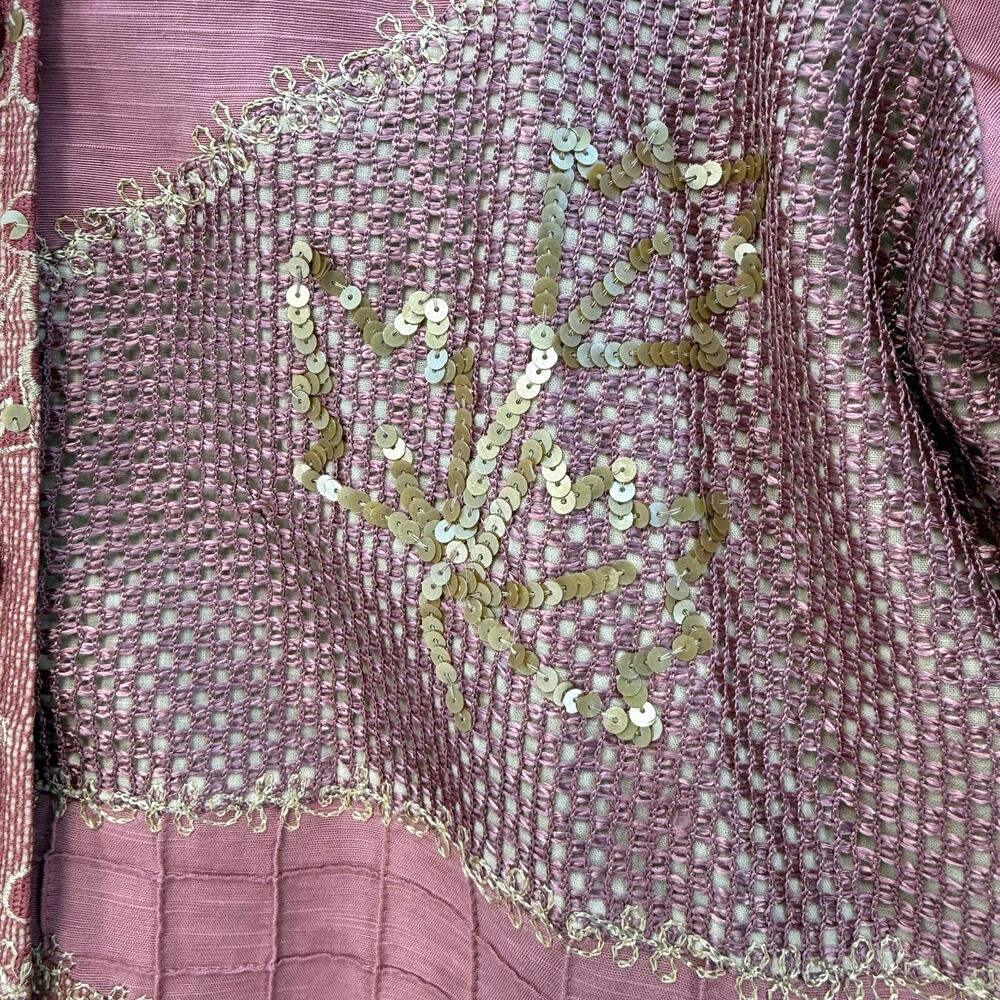 Indigo Moon Jacket Blazer Women's L Embroidery Pink Gold Sequined Patchwork NWT - Picture 6 of 15